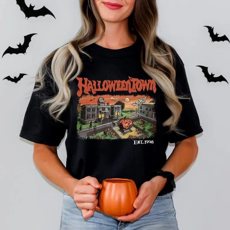 Halloweentown Est 1998 Sweatshirt - Retro Halloweentown Sweatshirt - Fall Sweatshirt T-Shirts, Hoodie | ZylaModa.com