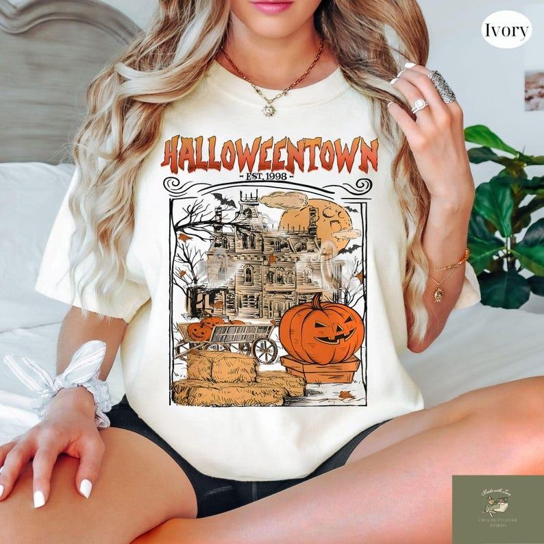 Halloweentown Est 1998 University Graphic T-Shirt, Retro Fall Halloween Town Tee, Spooky Season Shirt Hoodie, Sweatshirt