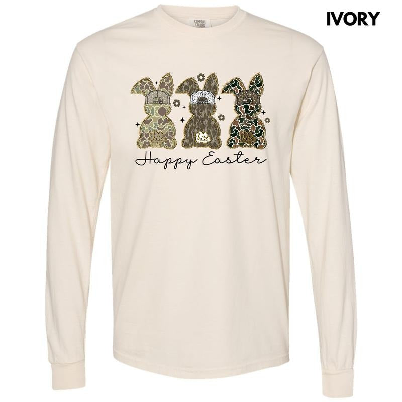 Happy Camo Easter Long Sleeve Comfort Colors T-Shirt 'NLB' Hoodie, Sweatshirt | ZylaModa.com