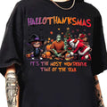 Happy Hallothanksmas Shirt, Funny Christmas Horror Shirt, Fall Pumpkin Shirt, Horror Friends Shirt Hoodie, Sweatshirt