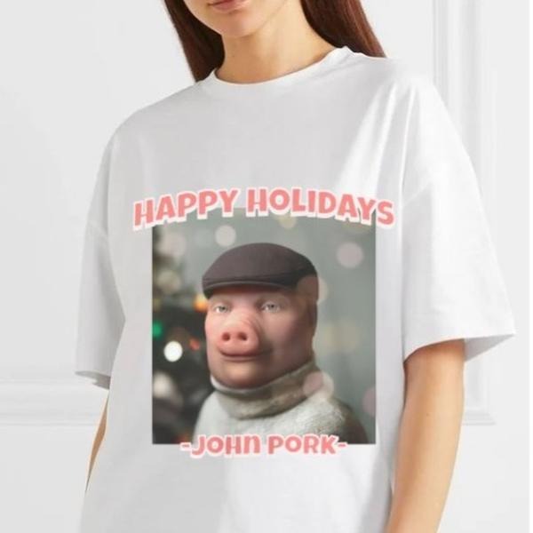 Happy Holidays Funny Meme From John Pork Shirt, Holiday Themed Shirt Hoodie, Sweatshirt | ZylaModa.com