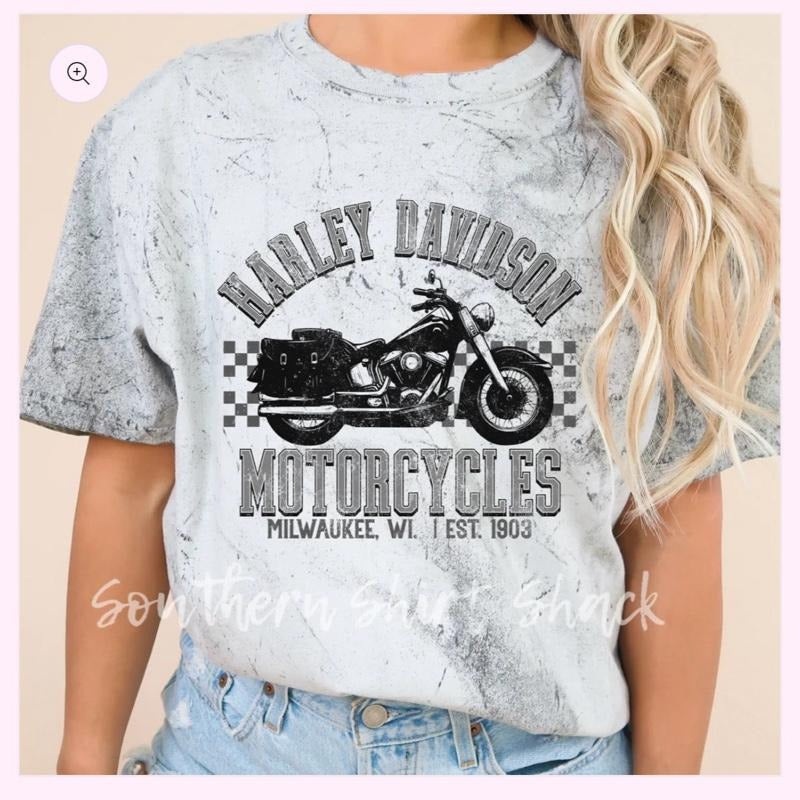 Harley Mineral Wash Comfort Color Tee Hoodie, Sweatshirt | ZylaModa.com