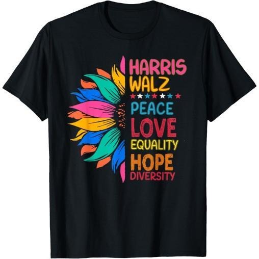 Harris Walz Peace Love Equality Hope Diversity T-Shirt made in usa Hoodie, Sweatshirt | ZylaModa.com