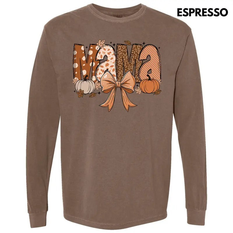 Harvest Time Mama Long Sleeve Comfort Colors T-Shirt 'NLB' Hoodie, Sweatshirt | ZylaModa.com