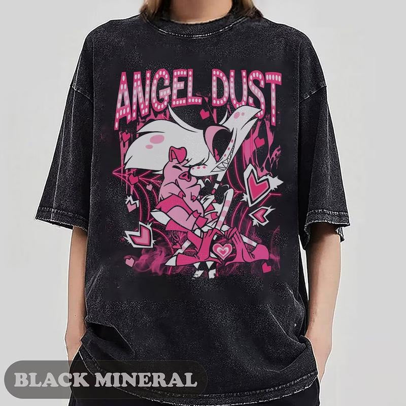 Hazbin Hotel Angel Dust And Fat Nugget Cute T-Shirt, Hazbin Hotel Characters Sweatshirts, Helluva Boss Womenswear...
