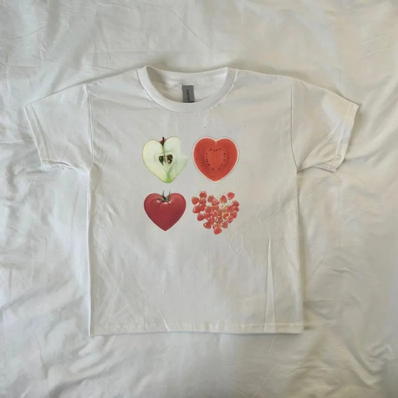Heart Shaped Food Baby Tee, ahs style, vintage fashion, retro, 90s style baby tee, streetwear, coquette, Hoodie, Sweatshirt
