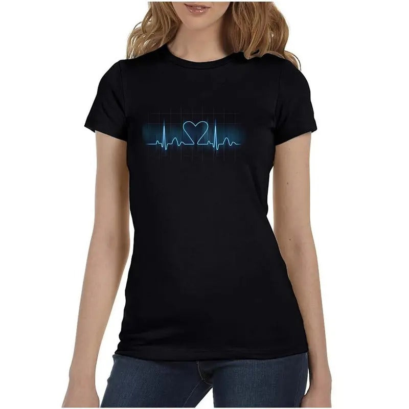 Heart Signal Love Valentines Women's Missy T-Shirt Casual Comfort Cotton Crewneck Tee Top Hoodie, Sweatshirt | ZylaModa.com