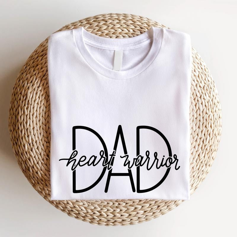 Heart Warrior Dad Shirt, CHD Surgery Tee, Heart Disease Awareness T-shirt, CHD Support Short Sleeve, Warrior Shirt For...