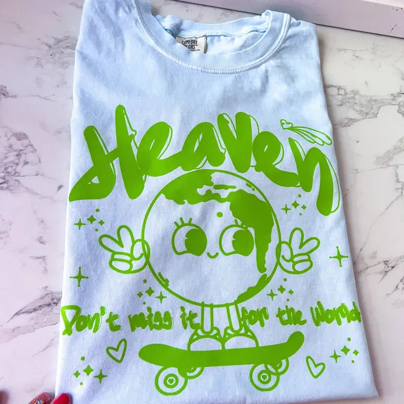Heaven Don't Miss it for the World Comfy Colors Long or Short Sleeve Graphic Tee Unisex Screen Printed T-Shirt Womenswear...