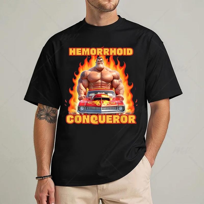 Hemorrhoid Conqueror Funny Meme T-Shirt Unisex Graphic Tees Y2k Style Clothes Streetwear Hoodie, Sweatshirt | ZylaModa.com