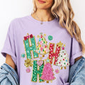 Ho Ho Ho Tree Faux Glitter Christmas Shirt~ Unisex Apparel Relaxed Fit Printed In The USA Clothing Womenswear Casual...