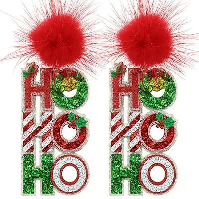 HoHoHo Glitter Earrings T-Shirts, Hoodie, Sweatshirt | ZylaModa.com