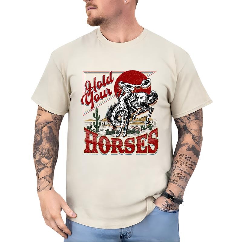 Hold Your Horses Retro Graphic Tee, Country Cowboy Shirt, Vintage 90s Graphic Western Shirt, Rodeo Shirt, Western Cowboy...