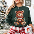 Holiday Bear Sweatshirt, Cute Christmas Sweater, Women's Holiday Crewneck T-Shirts, Hoodie | ZylaModa.com