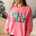 Holly Jolly Chenille Patch Sweatshirt | Holiday Christmas Sweatshirt T-Shirts, Hoodie | ZylaModa.com