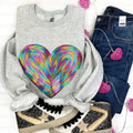 Holographic HEART Sequin Patch Sweatshirt -- Ash Grey T-Shirts, Hoodie | ZylaModa.com