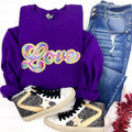 Holographic LOVE Sequin Patch Sweatshirt T-Shirts, Hoodie | ZylaModa.com