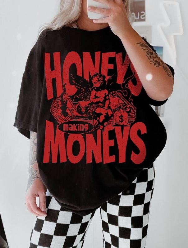 Honeys Making Moneys Tee Trendy Angel Shirt Girl Power Shirt Feminist Tee Vintage Feminism Womens Grunge Tops Dopamine...