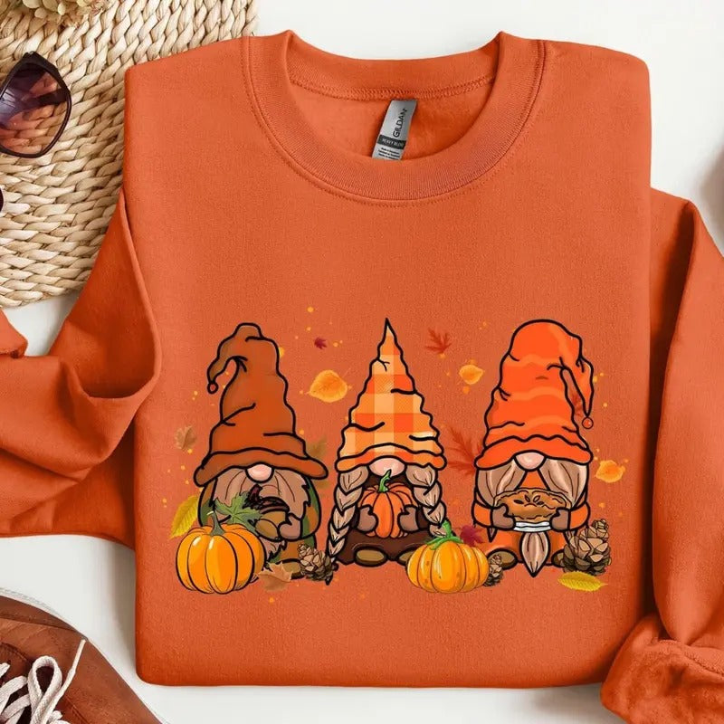 Gnomes Fall Sweatshirt/Shirt/Hoodie, Cute Gnome Tee, Gift For Thanksgiving, Cotton Crewneck | ZylaModa.com