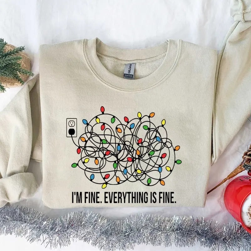 I'm Fine Everything Is Fine Tshirt/Sweatshirt/Hoodie, Retro Crewneck, Gift For MyFriends, Cotton, Menswear Top | ZylaModa.com