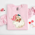 Pink Santa Retro Christmas Shirt/Sweatshirt/Hoodie, Retro Crewneck, Gift For Xmas, Cotton, Womenswear Tops | ZylaModa.com