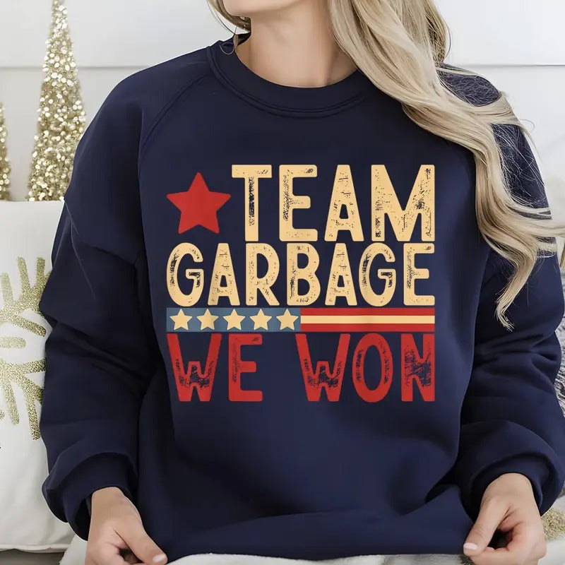 Team Garbage We Won Tshirt/Sweatshirt/Hoodie, Retro Santa Crewneck, Gift For MyFriends, Cotton, Menswear Top | ZylaModa.com