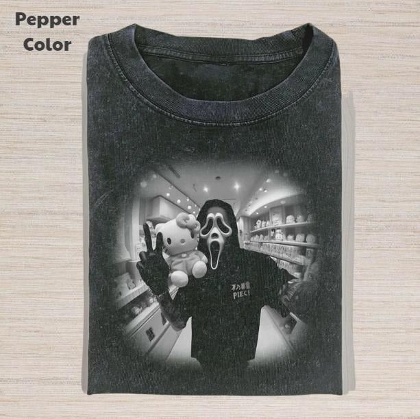 Horror Character Vintage Graphic Tee, Ghost Face Hi T-Shirt, Movie Shirt, Unisex Meme Cringe Funny Dumb Shirt, Menswear...