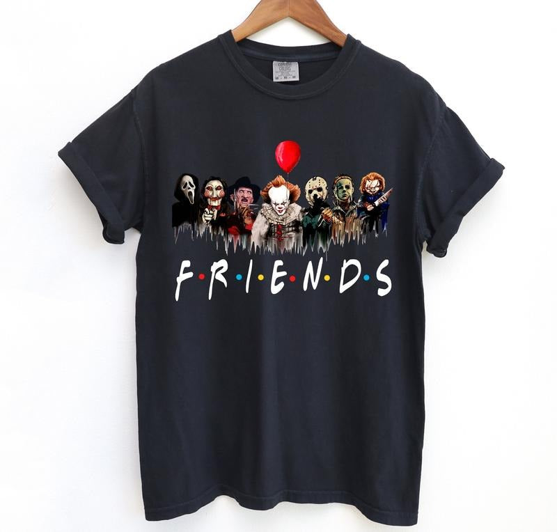 Horror Characters Friends Sweatshirt, Halloween Horror Characters Shirt, Friends Halloween Shirt, Horror Movie Characters...