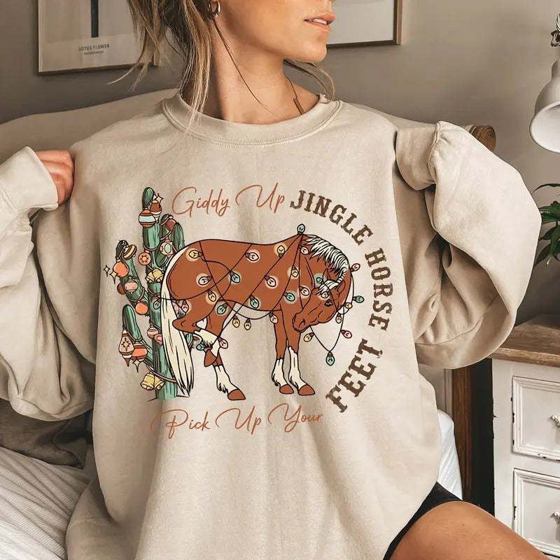 Horse Christmas Sweater, Horse Lover Animal Christmas Sweatshirt, Christmas Animals Shirt, Horse Lover Gift, Holiday...