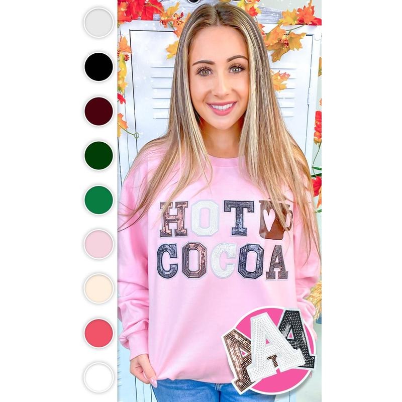 Hot Cocoa Sequin Graphic Sweatshirt T-Shirts, Hoodie | ZylaModa.com