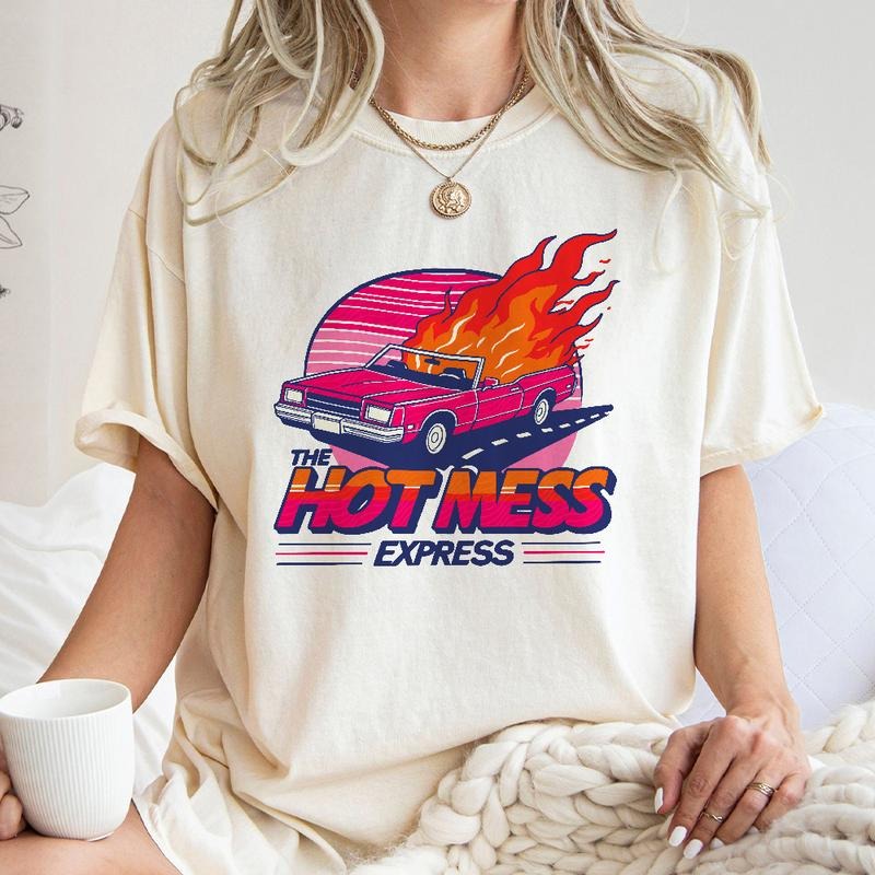 Hot Mess Express Shirt, Spicy Disaster T-Shirt, 80s Sweatshirt, Sarcastic Shirt, Trendy Shirt Hoodie | ZylaModa.com