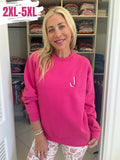 Hot Pink Embroidered Initial Sweatshirt (2XL-5XL) T-Shirts, Hoodie | ZylaModa.com