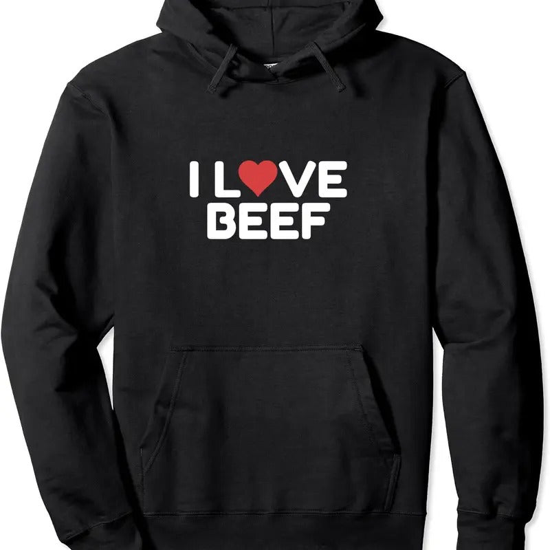 I Love Beef Pullover Hoodie | Unisex Hooded Sweatshirt T-Shirts | ZylaModa.com