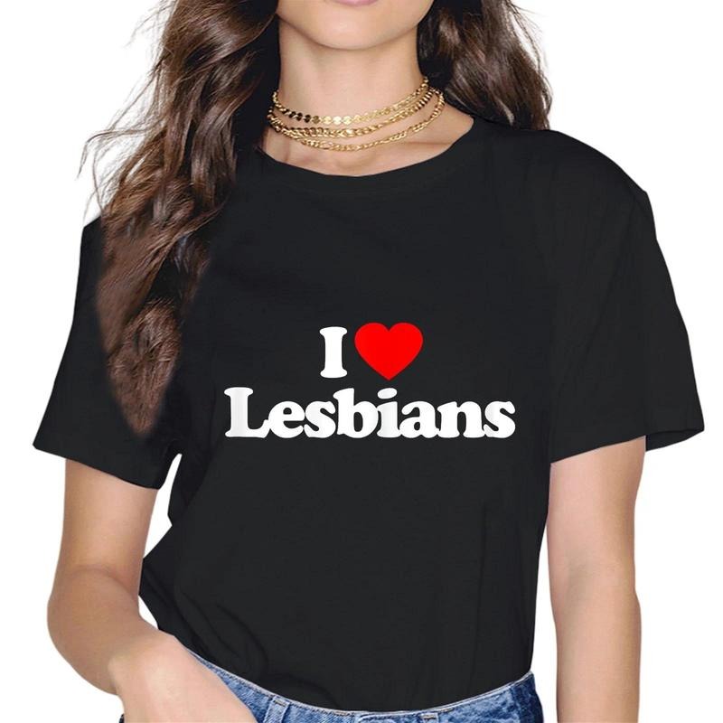 I Love Lesbians Heart Women Fashion Short Sleeve Casual Round Neck Pride Month Gift T-Shirt Hoodie, Sweatshirt | ZylaModa.com