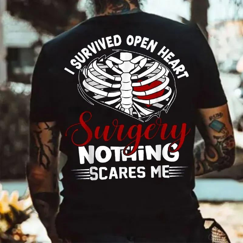 I SURVIVED OPEN HEART Surgery NOTHING SCARES ME Rib Cage Print Men's T-shirt Hoodie, Sweatshirt | ZylaModa.com
