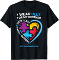 I Wear Blue For My Brother Autism Awareness Sister Boys T-Shirt | Unisex Cotton Tee, Size S-3XL Hoodie, Sweatshirt