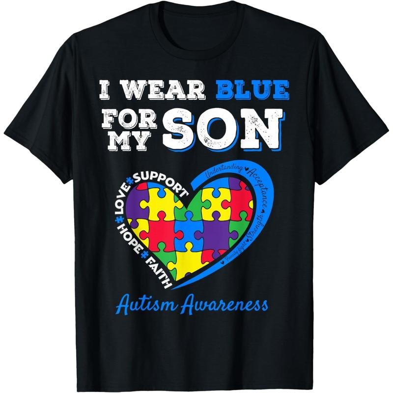 I Wear Blue For My Son Autism Awareness Mom Dad Parents T-Shirt Hoodie, Sweatshirt | ZylaModa.com