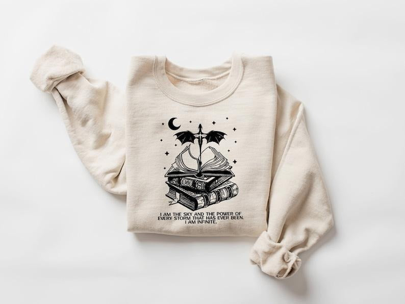 I am the Sky Sweatshirt, Vintage Basgiath War College Shirt, Fourth Wing Hoodie and Sweater; T-shirt | ZylaModa.com