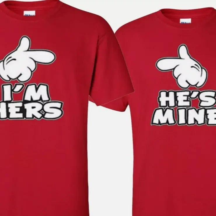 I'm Hers He's Mine Valentine Couple matching funny cute T-Shirts Hoodie, Sweatshirt | ZylaModa.com
