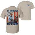 I'm Voting for The Outlaw Trump Cowboy 2024 Riding a Horse with The American Flag 2 Sided Graphic Printed Unisex Cotton...
