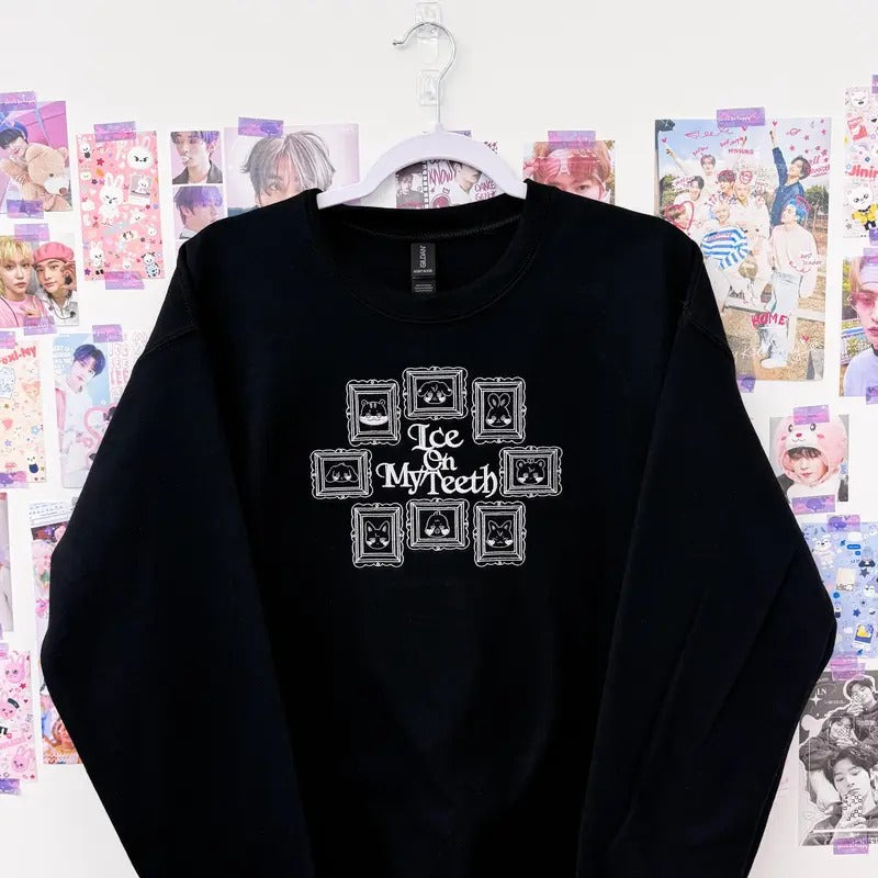 Ice on my Teeth Embroidered Crewneck Sweatshirt T-Shirts, Hoodie | ZylaModa.com