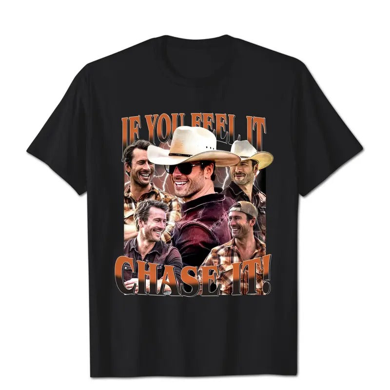 If You Feel It T-Shirt, Chase It T-Shirt, Glen Powell as Tyler Owens Unisex Vintage T-Shirt, Gift For Fan, Gift For Her,...