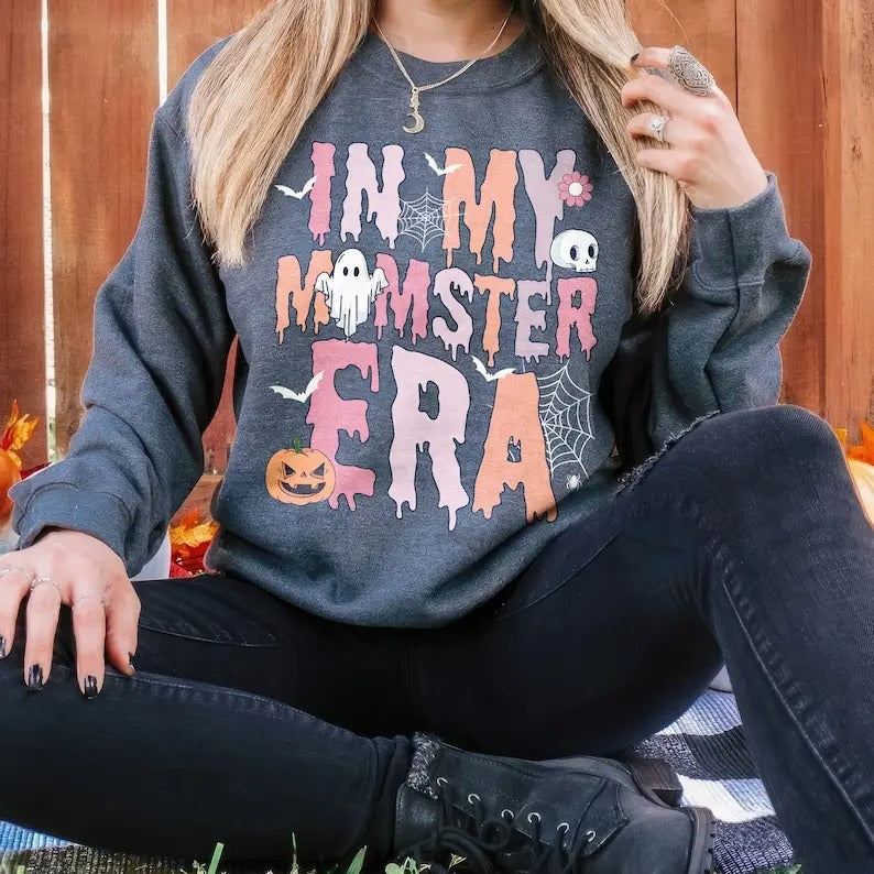 In My Momster Era Halloween Shirt, Spooky Mom Shirt, Halloween Mom Sweatshirt, Women Halloween Shirt, Pumpkin Shirt,...