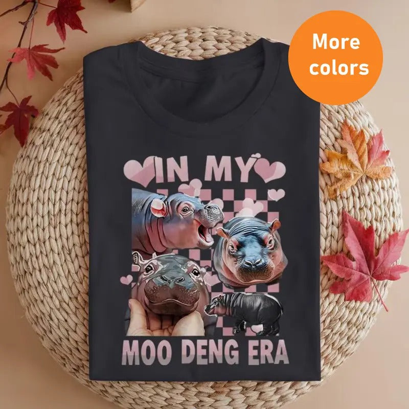 In My Moo Deng Era Tee, Funny Baby Hippo Shirt, Trendy Meme T-Shirt for Hippo Lovers, Moo Deng Cute T-shirt, Gift for...