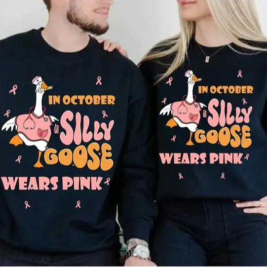 In October We Wear Pink Shirt, Silly Goose Shirt, Breast Cancer, Christmas Gifts For Nurses, Holiday Nurse Gift, Gift For...