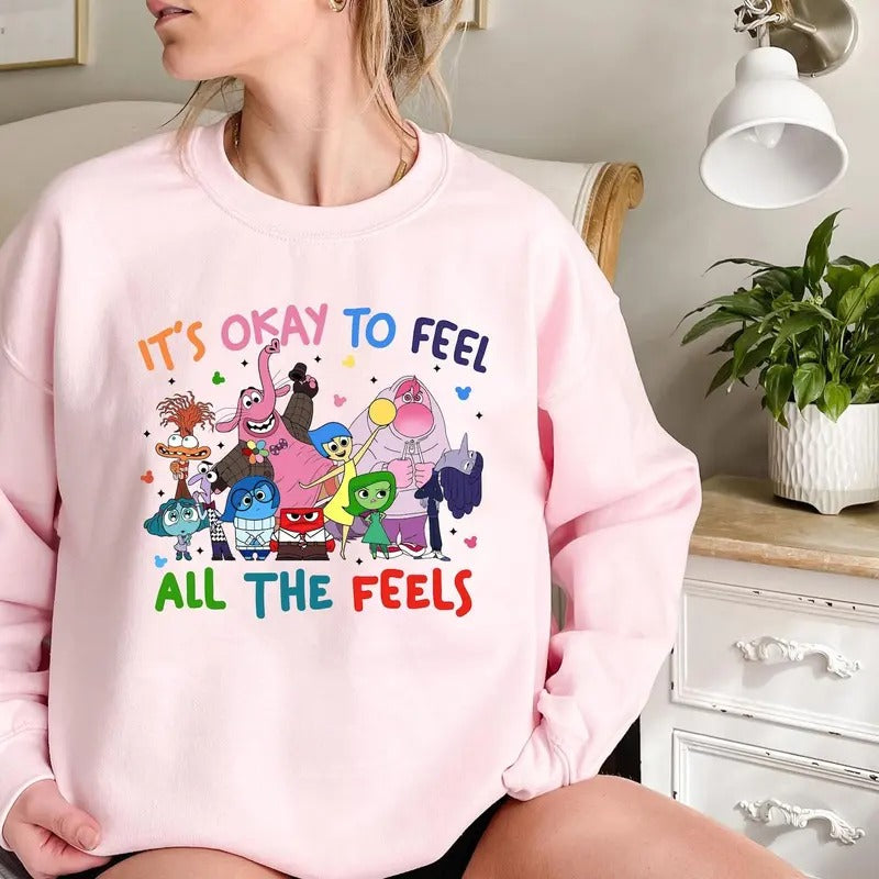 It's Okay To Feel All The Feels Sweatshirt Tshirt, Inside Out Shirt, Speech Therapy Shirt Hoodie | ZylaModa.com