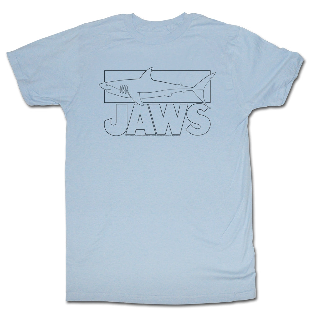 Jaws Mens S/S T-Shirt - Line Shark - Solid Light Blue Hoodie, Sweatshirt | ZylaModa.com