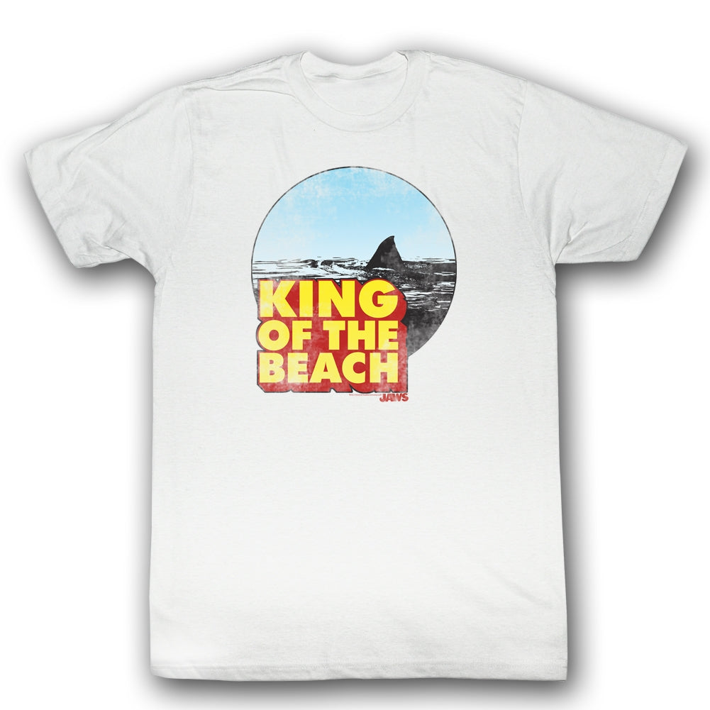 Jaws Mens S/S T-Shirt - King Of The Beach - Solid White Hoodie, Sweatshirt | ZylaModa.com