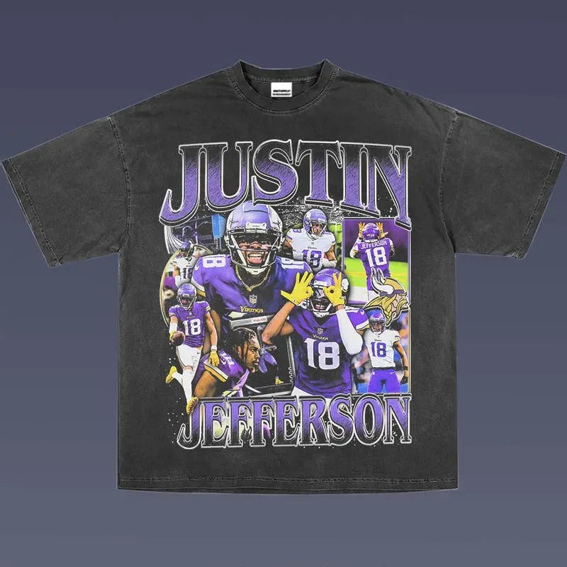 JUSTIN JEFFERSON 1.4 VINTAGE TEE | AMERICAN FOOTBALL | GIFT FOR FAN Hoodie, Sweatshirt | ZylaModa.com