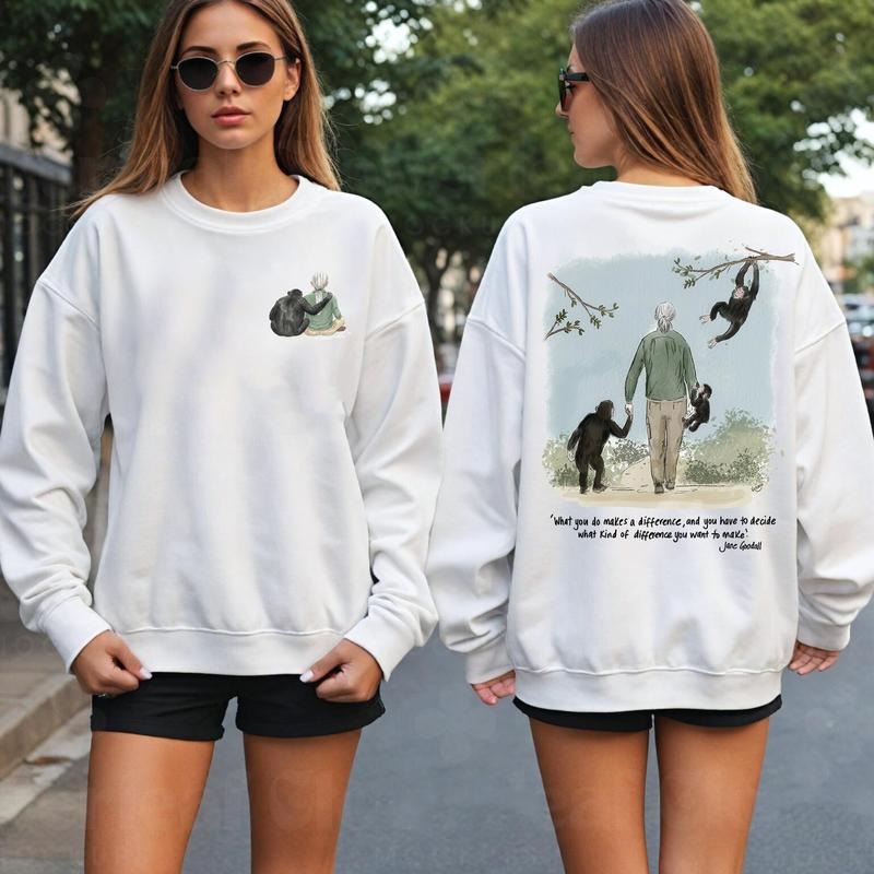 Jane Goodall Quote Sweatshirt T-Shirt Hoodie Remember Goodall Thank You Jane Memorial Tribute Gift for Wife | ZylaModa.com